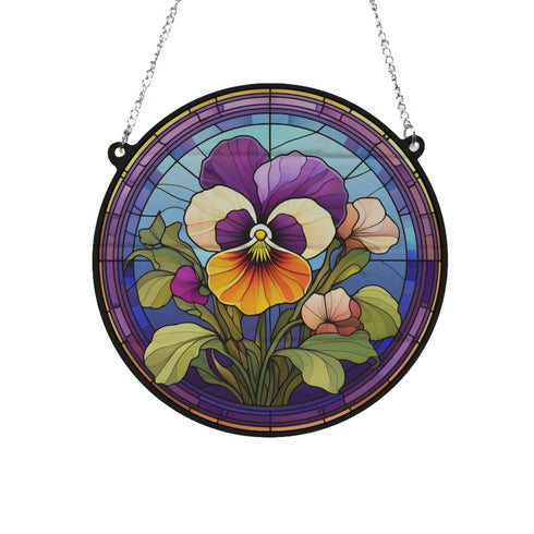 Pansy Stained Glass Effect Suncatcher